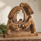 Wooden Nativity Scene with Mary, Joseph & Baby Jesus | 12"
