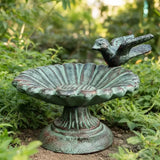 Iron Pedestal Sunflower Bird Bath and Feeder