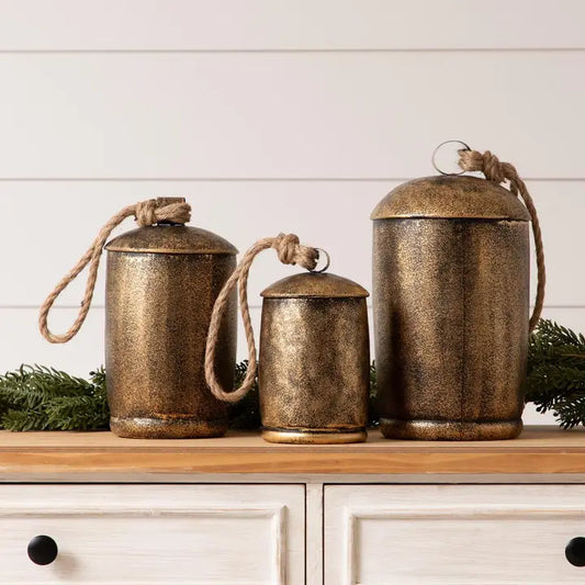 Gold Bells with Ropes | Set of 3
