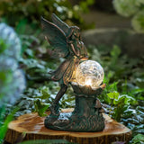 Garden Led Fairy with Orb Statue