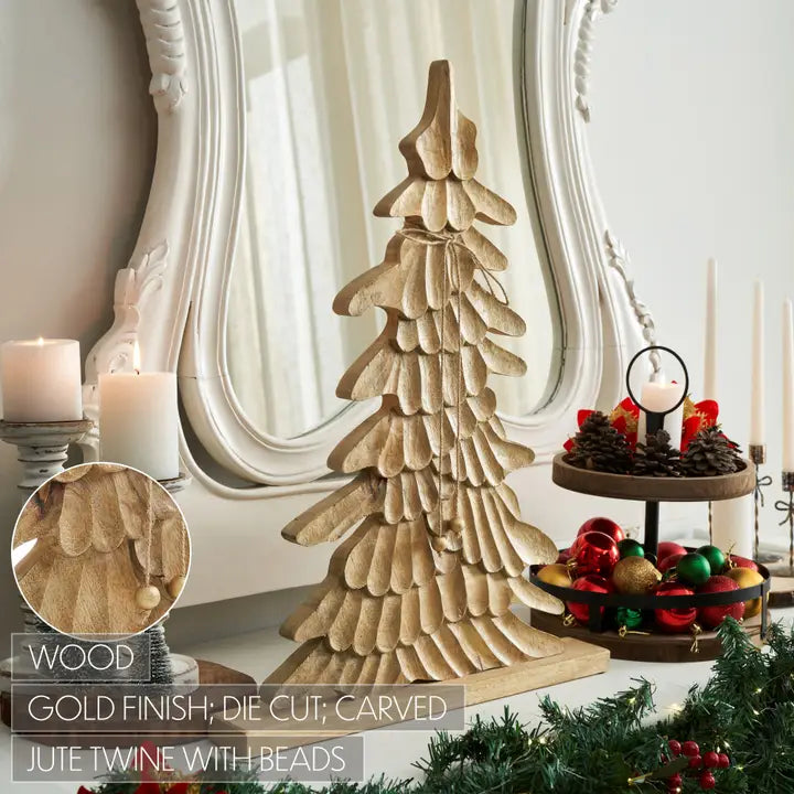 Brushed Gold Wooden Christmas Tree | 25x18
