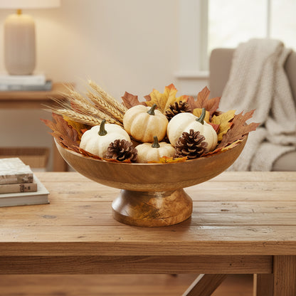 Mango Wood Pedestal Display Bowl | 12"H