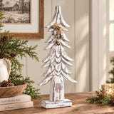 Timber Tidings Distressed White Wooden Tree | 17x7.5x2