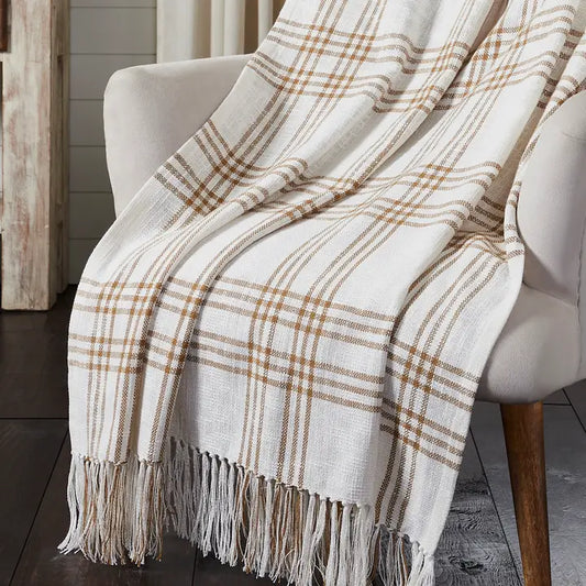 Wheat Plaid Woven Throw Blanket | 50x60