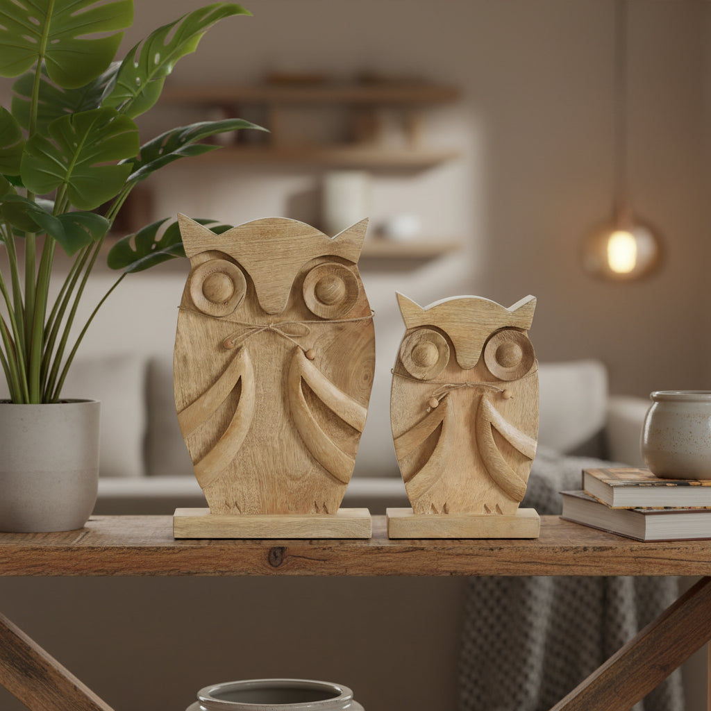 Carved Wood Owls