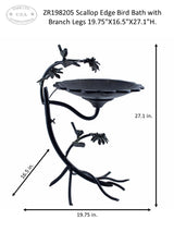 Scallop Edge Birdbath with Branch Stand