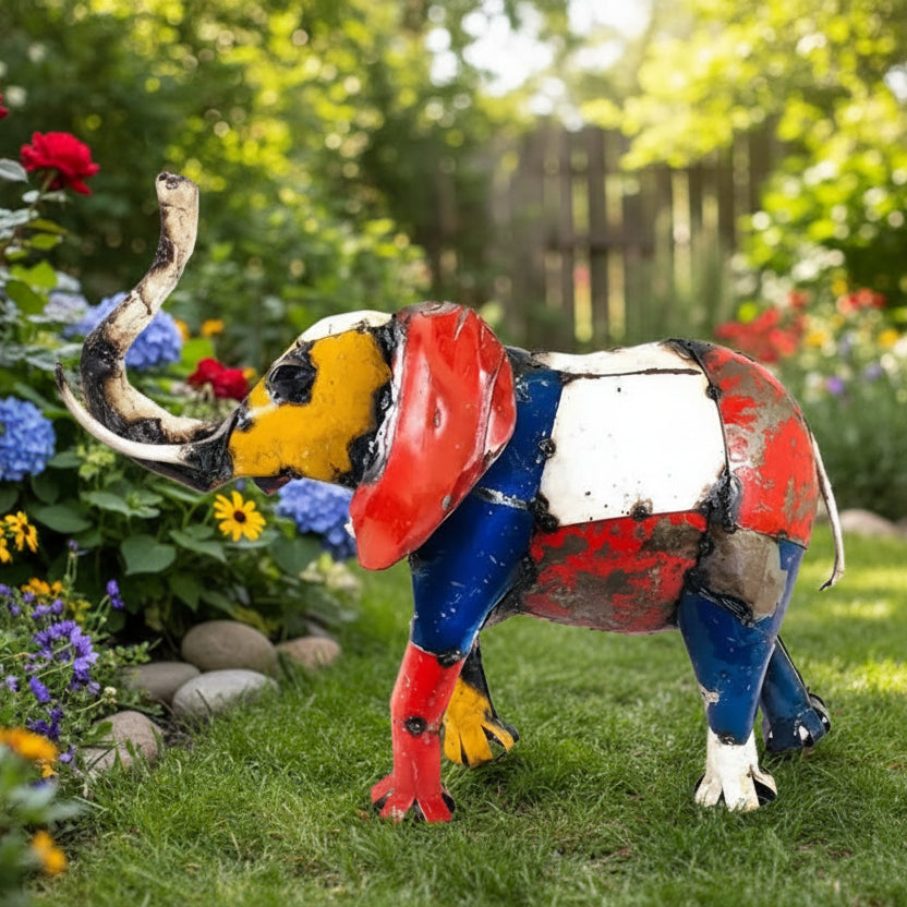 Colorful Recycled Oil Drum Elephant