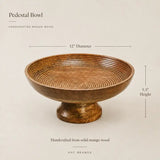 Mango Wood Pedestal Display Bowl | 12"H