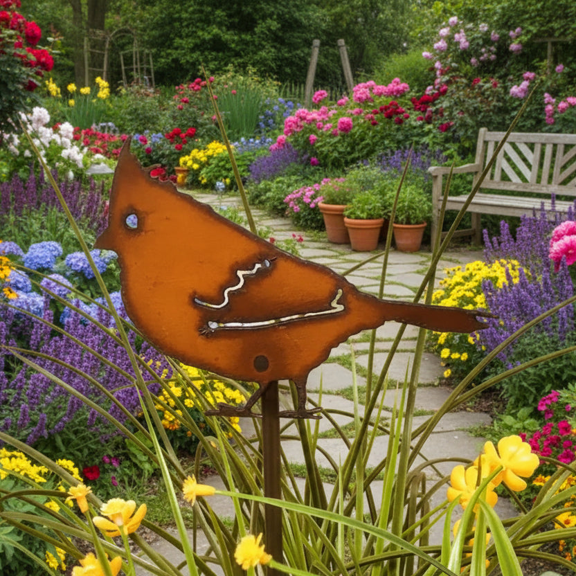 Cardinal Bird Garden Stake