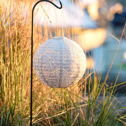 Stella Monstera 12" Globe Solar Lantern - Porcelain