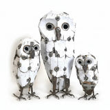 Snowy White Recycled Metal Owls
