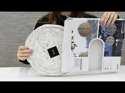 Stella Monstera 12" Globe Solar Lantern - Porcelain