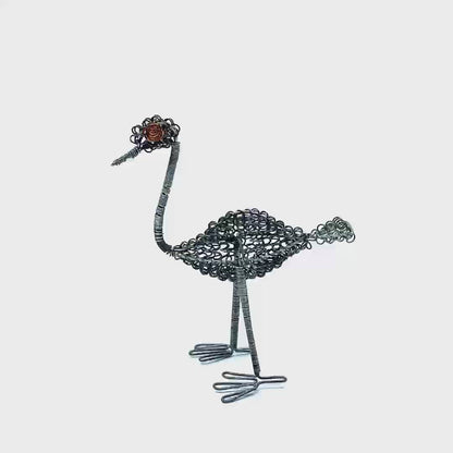 Small Kenyan Recycled Wire Curlicue Ostrich