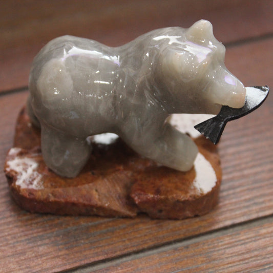 2'' Marble Bear with Fish