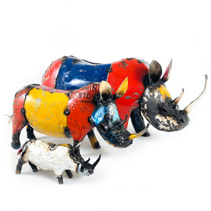 Colorful Recycled Oil Drum Rhino