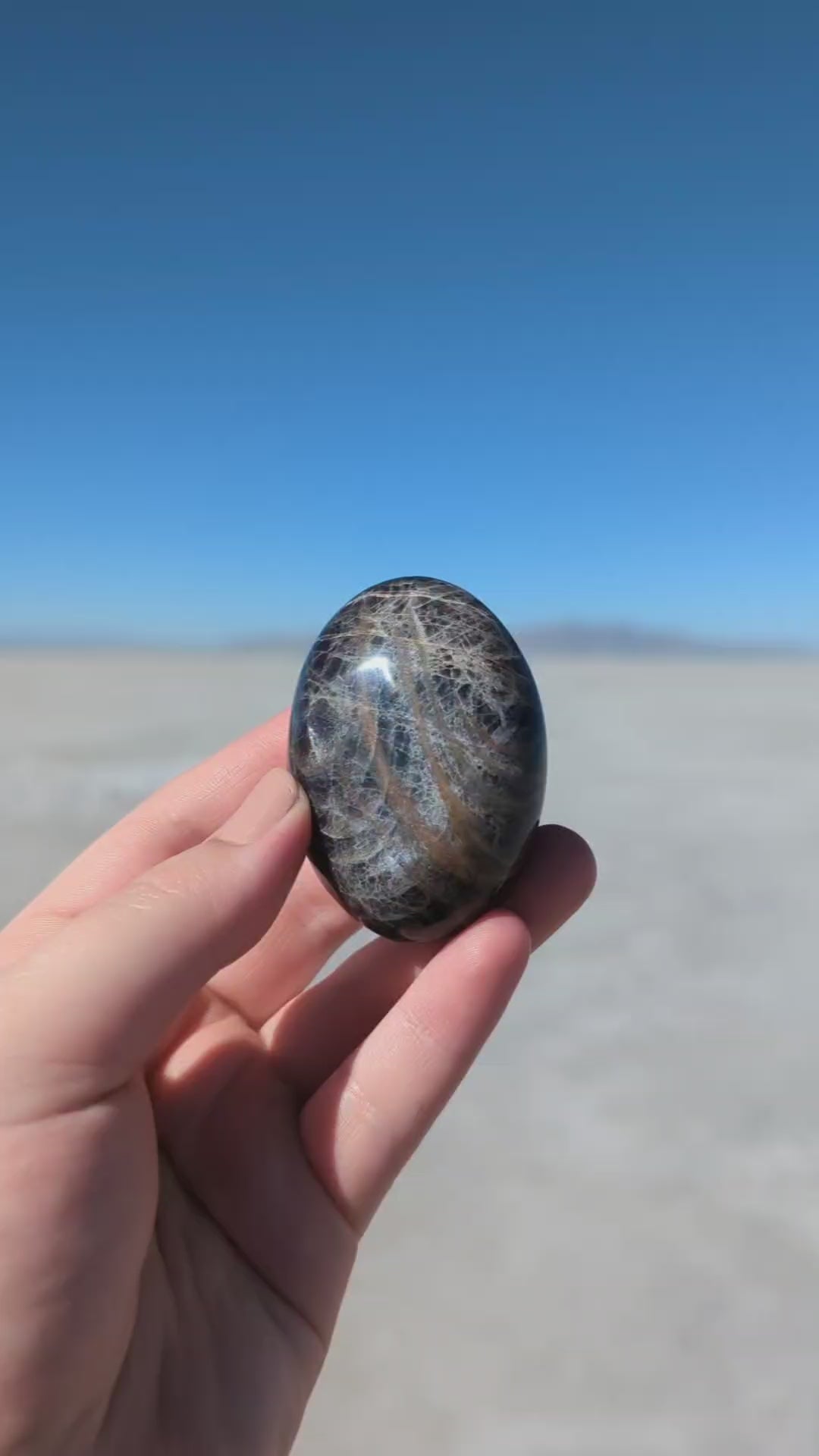 Black Moonstone Palm Stone
