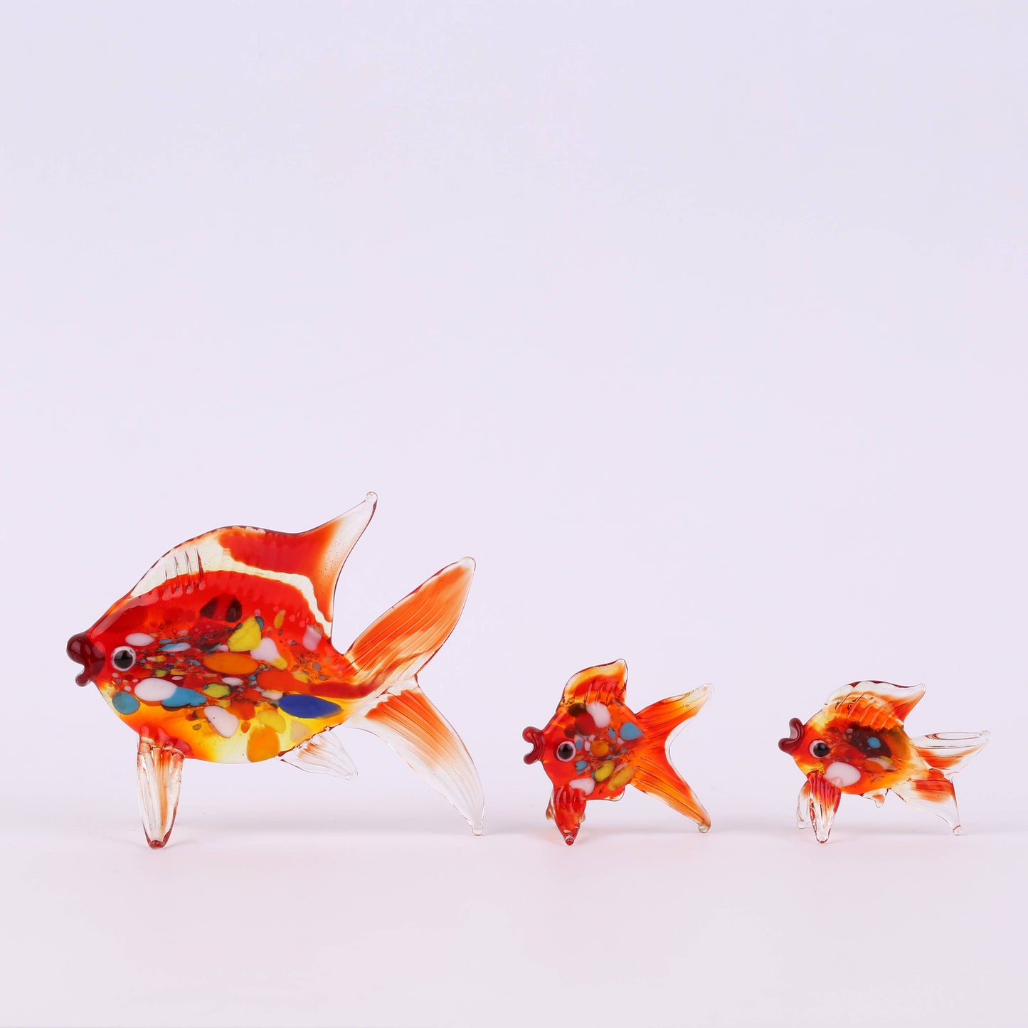 Glass Red Fish - Set of 3