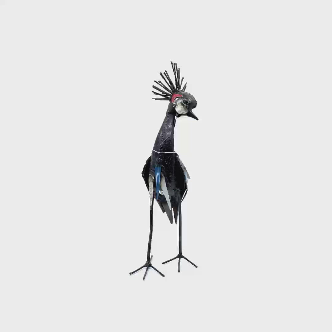 Recycled Metal Short Crowned Crane