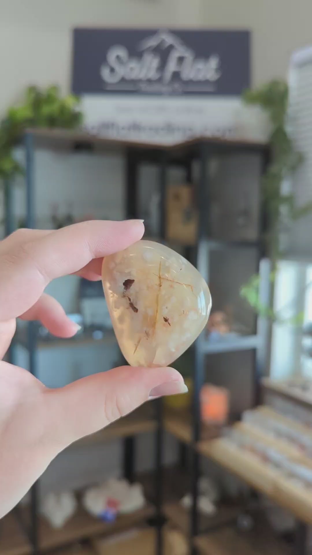Flower Agate Palm Stone