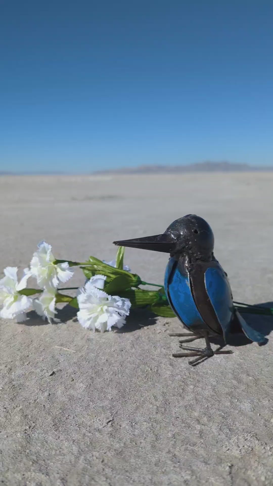 Blue Recycled Metal Kingfisher Bird