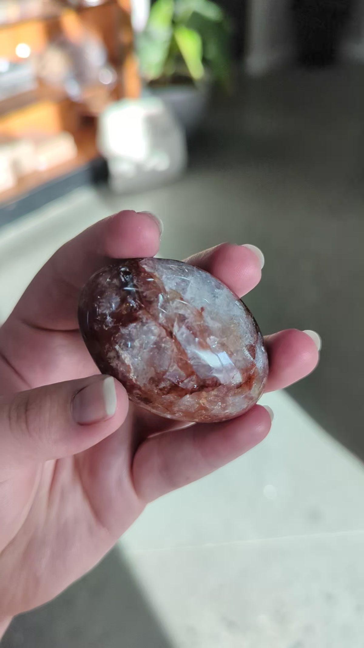 Red Hematoid Palm Stone