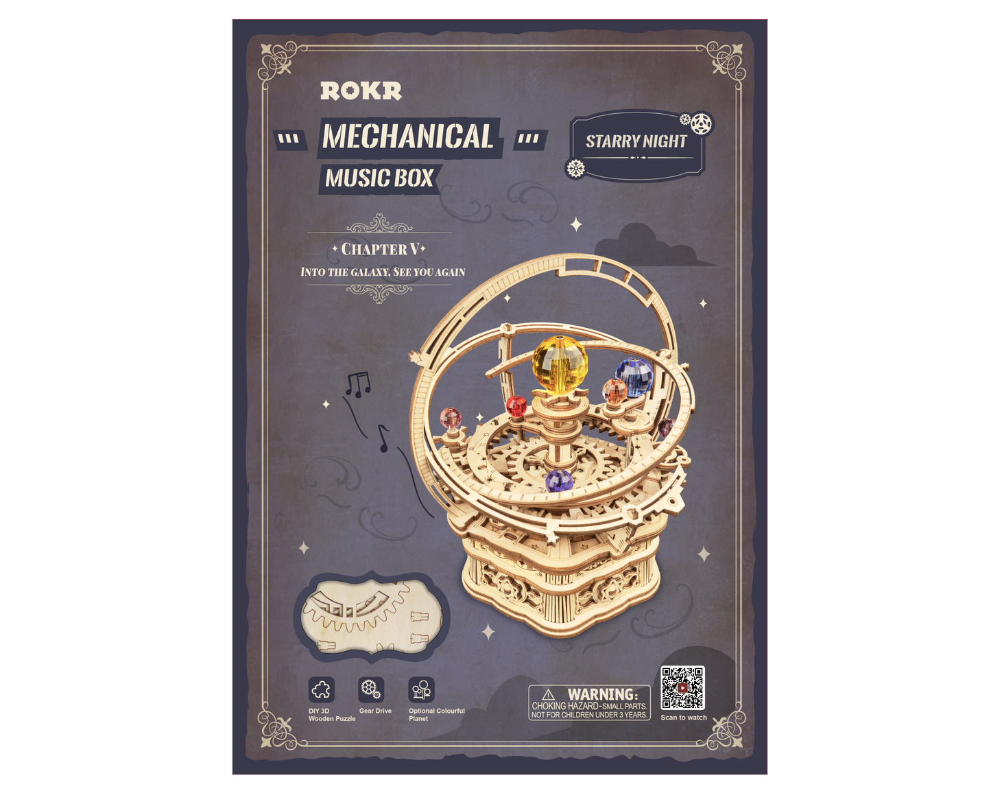 Solar System Music Box 3D Wooden Puzzle