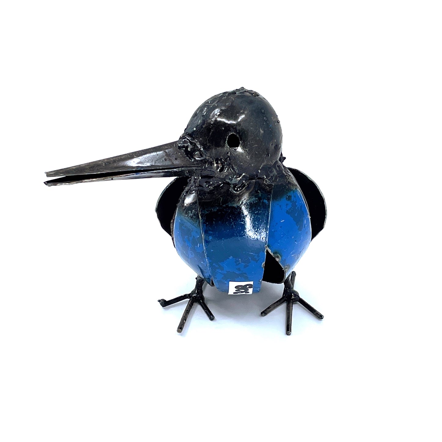 Blue Recycled Metal Kingfisher Bird