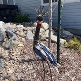 Recycled Metal Tall Crowned Crane