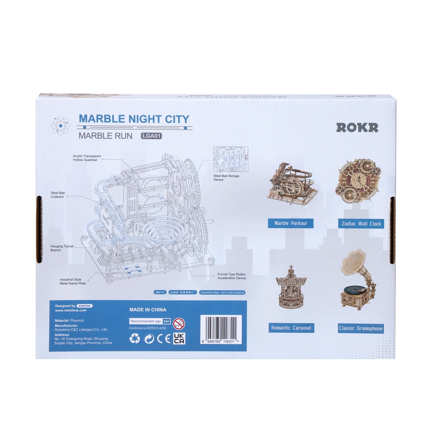 Marble Night City Mechanical Wood Model