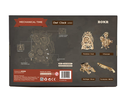 Mechanical Owl Clock 3D Wooden Puzzle