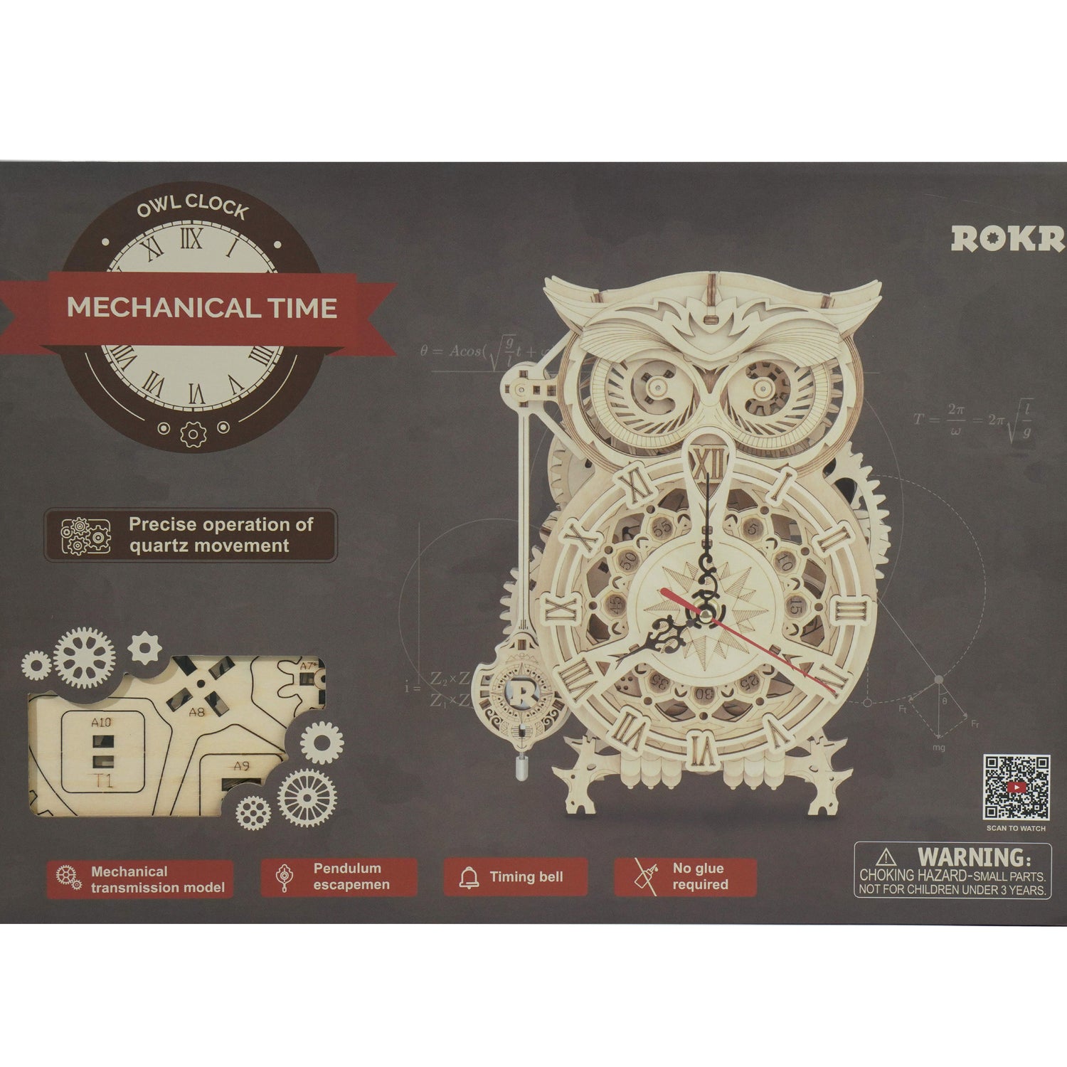 Mechanical Owl Clock 3D Wooden Puzzle