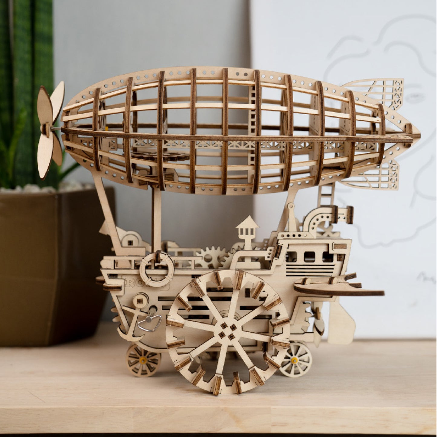 Mechanical Airship 3D Wood Model