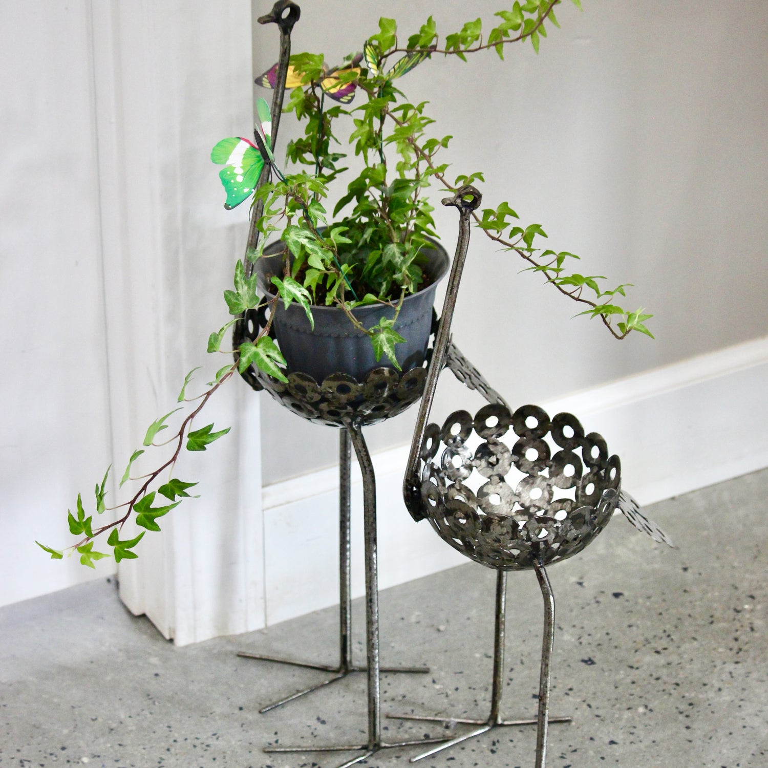 Recycled Metal Ostrich Bowl