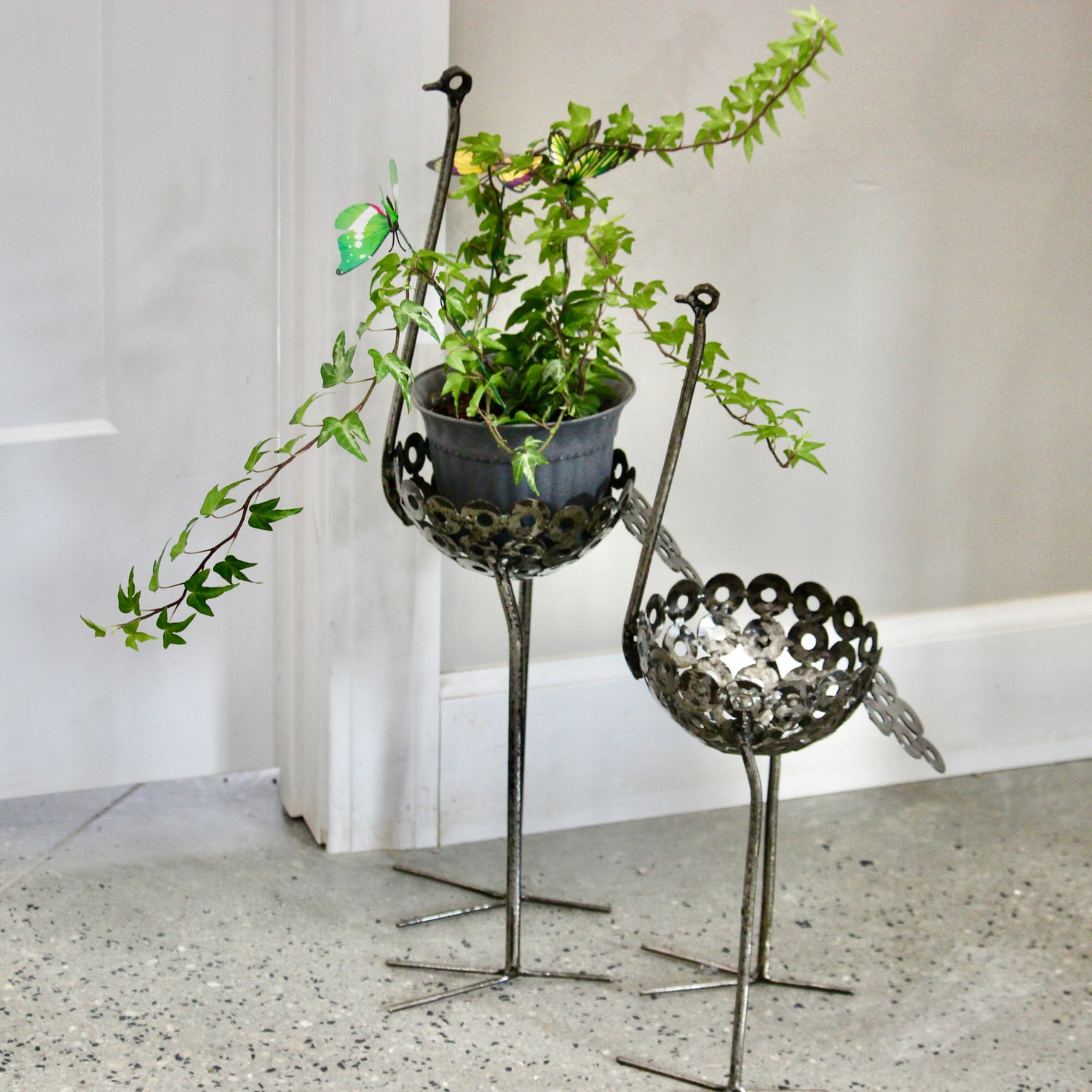 Recycled Metal Ostrich Bowl