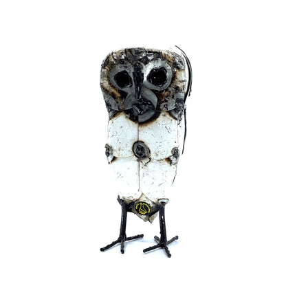 Snowy White Recycled Metal Owls