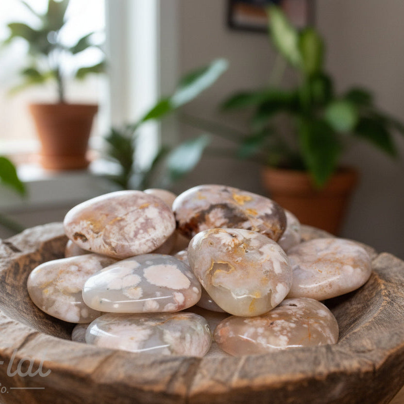 Flower Agate Palm Stone