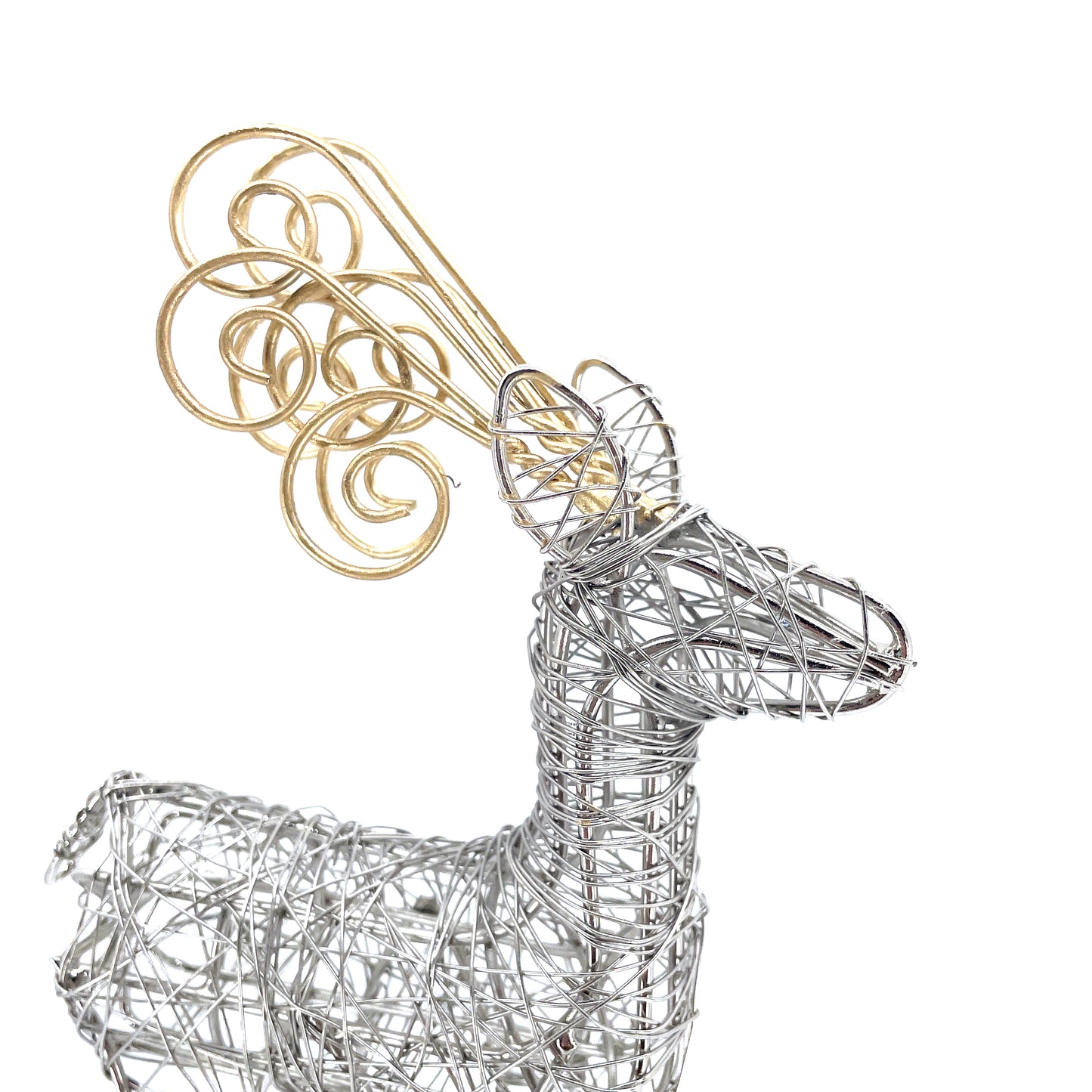Gold Antler Wrapped Wire Reindeer