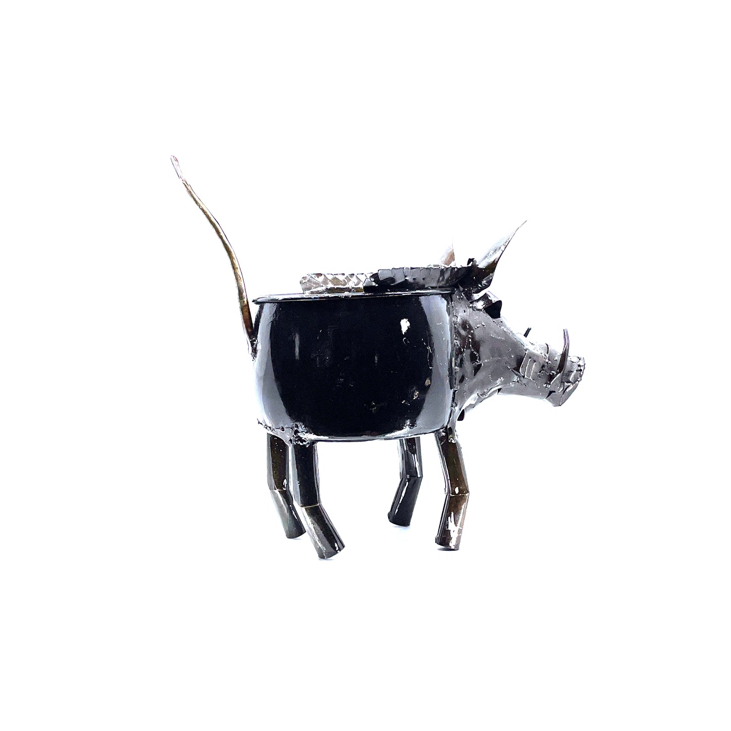 Zimbabwean Recycled Cook Pot Wart Hog Planters