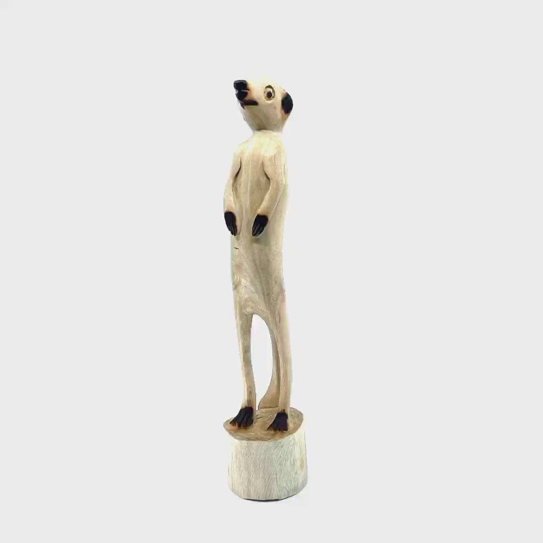 Standing Meerkat Sculpture in Jacaranda Wood